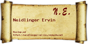 Neidlinger Ervin névjegykártya
